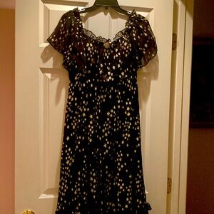 Beautiful Chiffon Black & Gold Love Shack Fancy Dress.